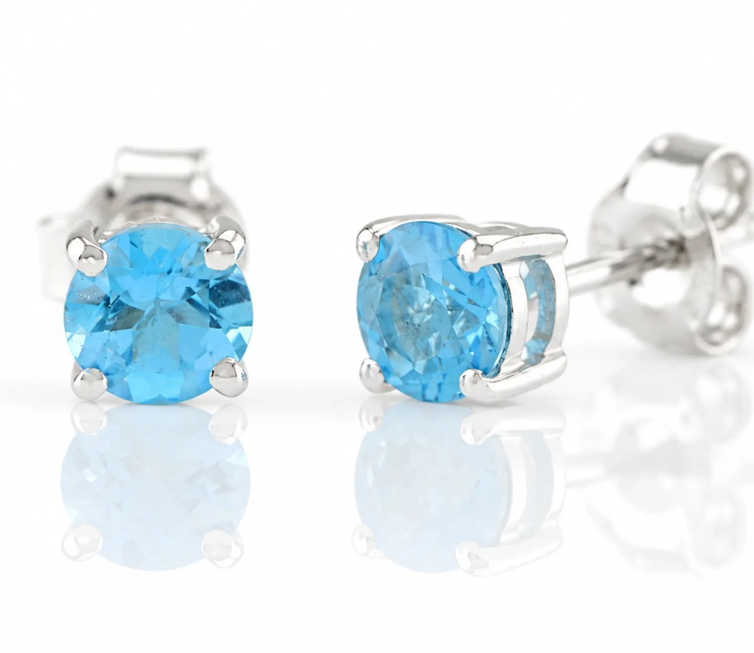 Silver Earrings with Natural Blue Topaz "Swiss Blue"