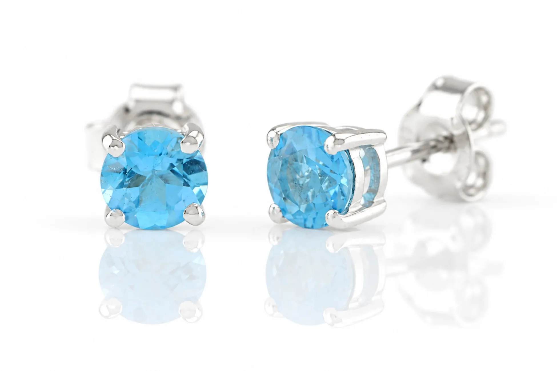 Silver Earrings with Natural Blue Topaz "Swiss Blue"