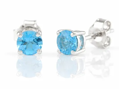 Silver Earrings with Natural Blue Topaz "Swiss Blue"