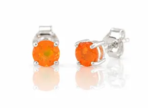 Sterling Silver Orange Opal Stud Earrings