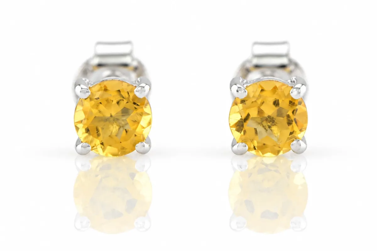Silver Earrings with Natural Citrine