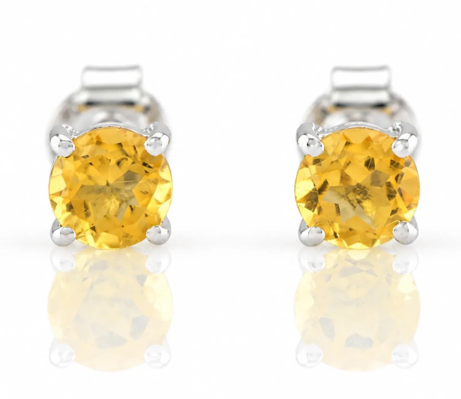 Silver Earrings with Natural Citrine