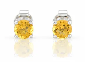 Silver Earrings with Natural Citrine