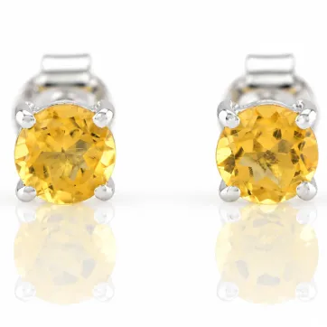 Silver Earrings with Natural Citrine