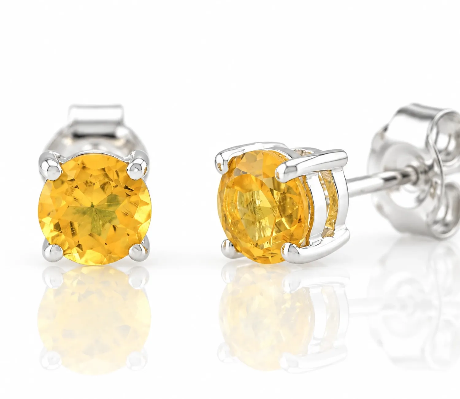 Silver Earrings with Natural Citrine