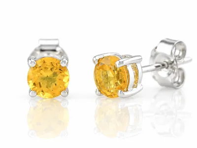 Silver Earrings with Natural Citrine