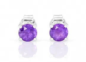 Silver Earrings with Natural Amethyst