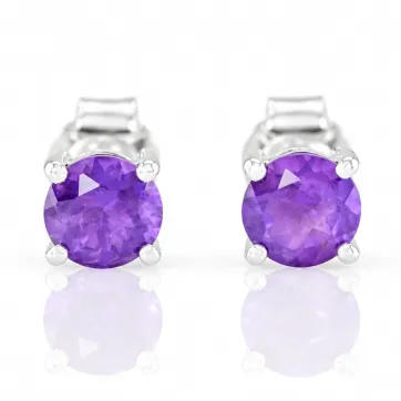 Silver Earrings with Natural Amethyst