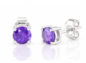 Silver Earrings with Natural Amethyst