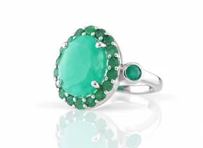 Silver Ring with Natural Emerald