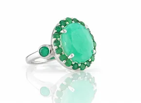 Silver Ring with Natural Emerald