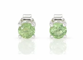 Silver Earrings with Natural Green Sapphire