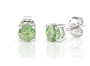 Silver Earrings with Natural Green Sapphire