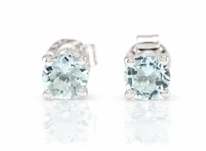 Silver Earrings with Natural Aquamarine