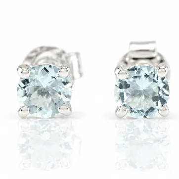 Silver Earrings with Natural Aquamarine