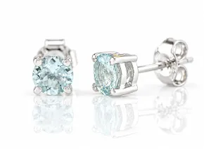 Silver Earrings with Natural Aquamarine