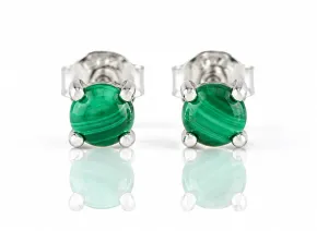 Silver earrings with Malachite