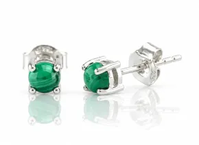 Silver earrings with Malachite