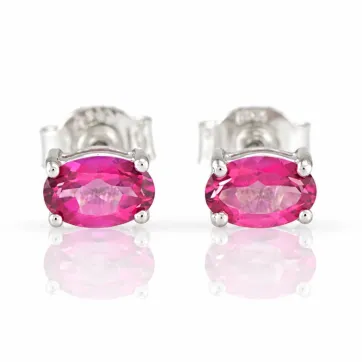 Silver Earrings with Pink Topaz